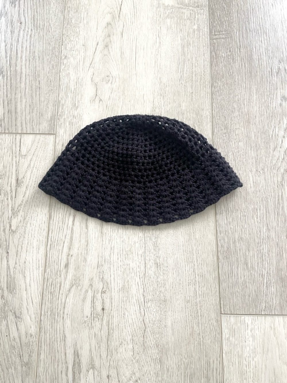 Black Crochet Bucket Hat